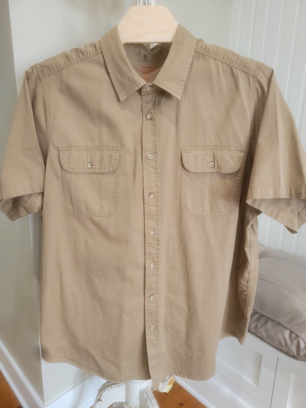 Men's Boulder Creek Shirt 3XLT 3XL Tall Button Up Beige Pockets Denim Outdoor